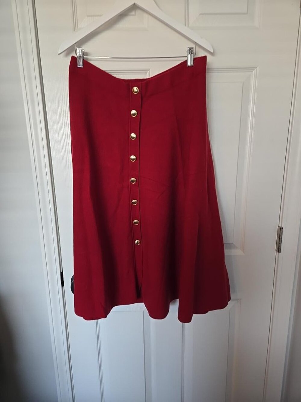 Ann Taylor Red Faux Button Front Midi Skirt - XL Petite - NWT